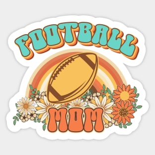 Groovy Football mom Retro gift for funny mother Vintage floral pattern Sticker